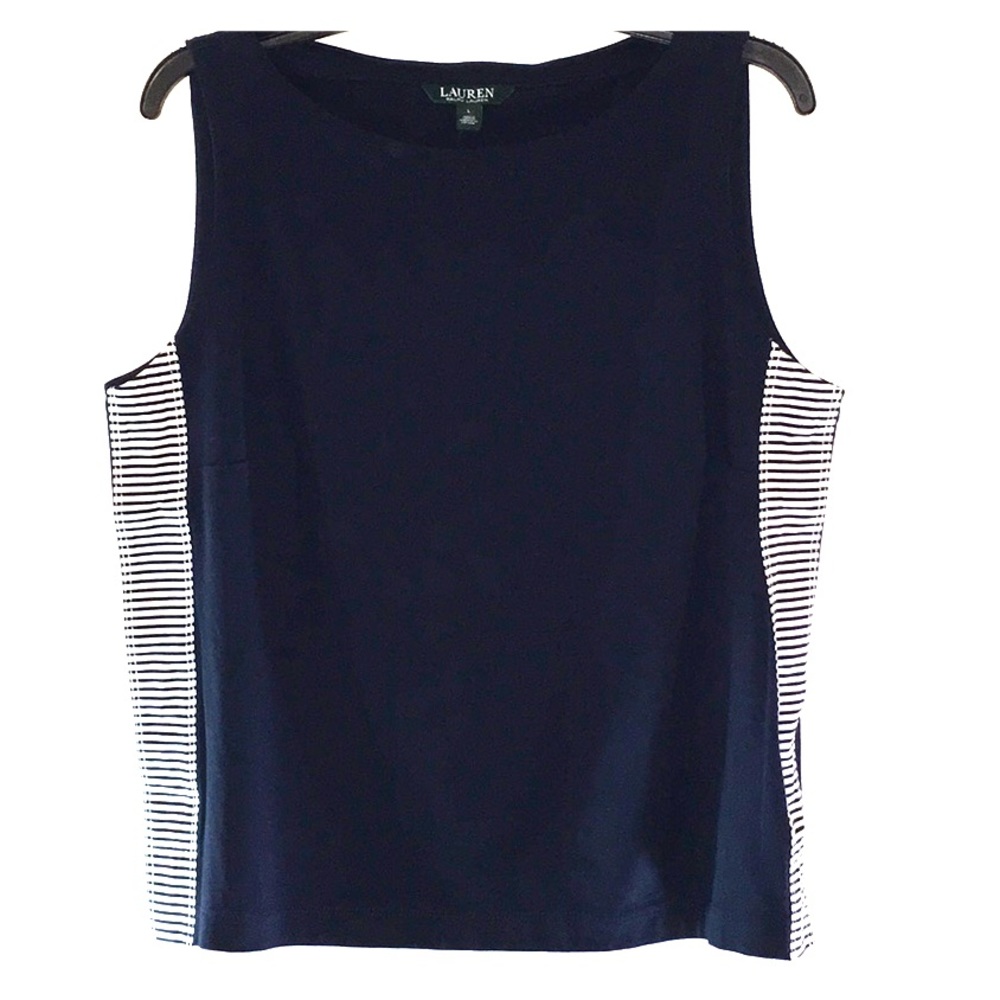 NWOT LAUREN RALPH LAUREN COTTON NAVY BLUE TOP 2/15